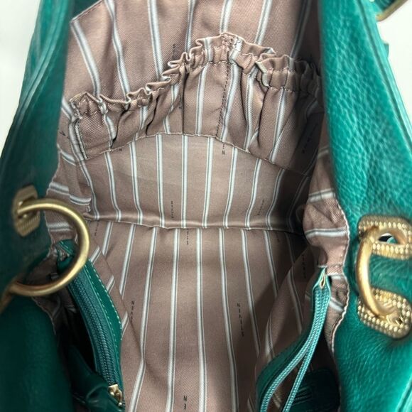 Steven Steve Madden green pebbled leather tassel slouchy hobo bag - Picture 11 of 16